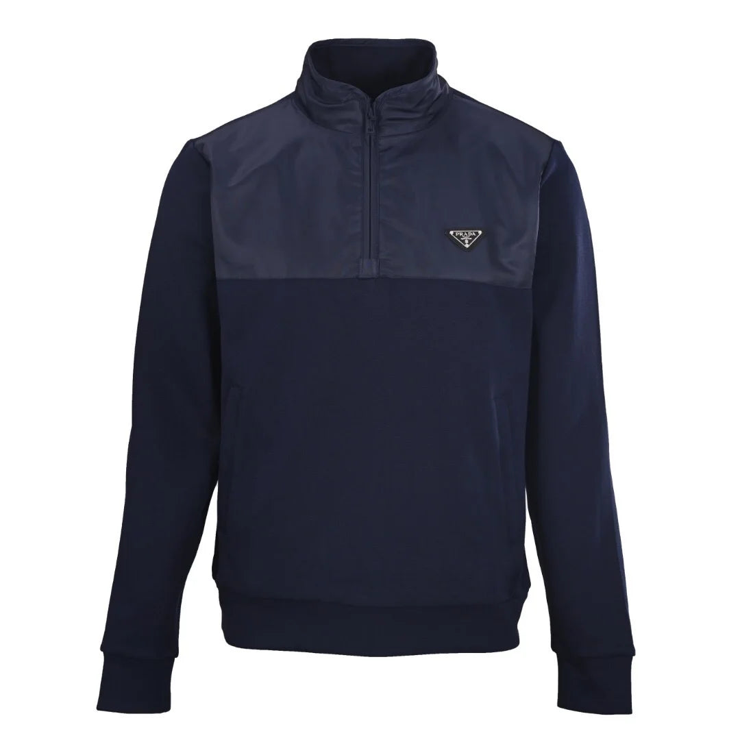 Pull zip bi matiere Re-Nylon